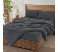 MH Home Soft Teddy Fleece Duvet Cover Breathable, Comfortable & Durable Bedding Cover Cosy, Easy-Care Terry Duvet Cover for Everyday Use (Charcoal, Super King)