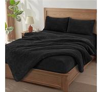 MH Home Soft Teddy Fleece Duvet Cover Breathable, Comfortable & Durable Bedding Cover Cosy, Easy-Care Terry Duvet Cover for Everyday Use (Black, Double)