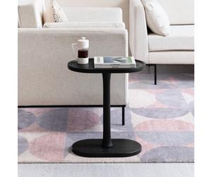 MH London Campbell C Shape Side Table Solid Wood Side Table Living Room Sofa Side Table Bedside Table Black End Table