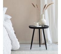 MH London Chervey Black Solid Wood Side Table Living Room Bedside Small Side Table Round Side Table With Black Metal Legs