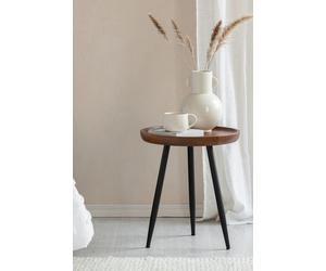 MH London 'Chervey' Round Side Table Solid Wood Bedside Table for Living Room & Bedroom - Small in Walnut MH London Walnut