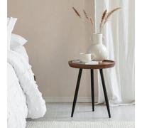 Mh London Chervey Walnut Round Side Table Solid Mango Wood End Table With Metal Tri-Pin Legs Small
