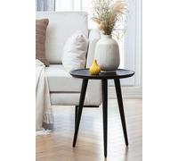 MH London 'Electra' Round Side Table Solid Wood Bedside Table for Living Room & Bedroom in Black MH London Black