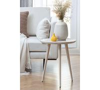 MH London 'Electra' Round Side Table Solid Wood Bedside Table for Living Room & Bedroom in Off-White MH London Off-White