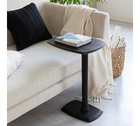 MH London Ellis Solid Wood C Shape Side Table Living Room Bedside Sofa End Table - Black