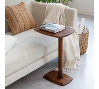 MH London Ellis Solid Wood C Shape Side Table Living Room Bedside Sofa End Table - Walnut