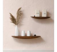 MH London Hutch Set Of 2 Solid Wood Wall Shelf Living Bedroom Kitchen Wall Mounted Walnut Floating Shelves