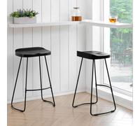MH London Lara Set Of Two Saddle Seat Kitchen & Breakfast Counter Bar Stools - Black