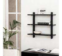MH London Oliver Solid Wood Wall Shelf Living Bedroom Kitchen Wall Mounted Tired Shelves In Black