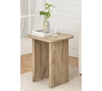 MH London Rectangular Solid Mango Wood Side Table, End Table for Bedroom & Living Room - Jem in Beige MH London Beige