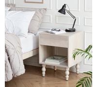 MH London Rhonda Solid Wood Nightstand Bedside Side Table Nightstand With Drawer In Whitewash