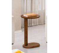 MH London Solid Mango Wood C-Shaped Side Table, End Table for Living Room & Bedroom - Nora in Walnut MH London Walnut