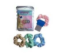 Mh Mediterranean Habitat 4-Pack Natural Lice Repellent Scrunchies with Nit Comb - Essential Oils of Lavender, Geranium & Citronella - Prevents Infestations - Pink, Mint Green, Blue & Beige
