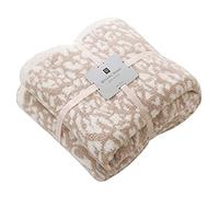 MH MYLUNE HOME Fleece Reversible Sofa Bed Throw Blanket Fluffy Ultra-Soft Microfiber Throws in Leopard Print 130x160 cm Fuzzy Cosy Warm Blankets for Couch Chair Settees (51"x63",Beige)