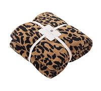 MH MYLUNE HOME Micro Plush Microfiber Polyester Blanket (71x78 inch, Brown) Ultra Soft & Warm Reversible Leopard Pattern Blanket for Sofa Couch Bed, Extra Large