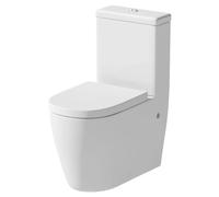 MH Rimless Close Coupled Toilet- Modern Quick Release Soft Close Toilets and Cisterns with Round Pan Cloakroom Toilet-Dual Flash WC Bathroom Toilet System