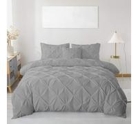 MH Traders Double Size Duvet Cover Sets with Pintuck Design - Double Duvet Set Crafted from 100% Egyptian Cotton with 200 Thread Count Double Bedding Set Pinch Pleated Quilt Double Size Design Silver