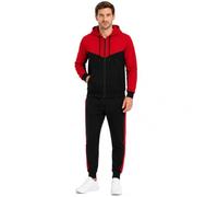 MH Traders Men’s Premium Fleece Tracksuit Set Full Zip Hoodie & Bottoms, Warm Comfortable Loungewear, Casual Sportswear for Gym, Travel & Everyday Wear (UK, Alpha, M, Regular, Regular, Red/Black)