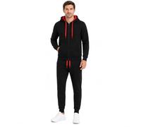 MH Traders Men’s Premium Fleece Tracksuit Set Full Zip Hoodie & Bottoms, Warm Comfortable Loungewear, Casual Sportswear for Gym, Travel & Everyday Wear (UK, Alpha, L, Regular, Regular, Black)