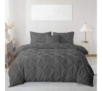 MH Traders Single Size Duvet Cover Sets with Pintuck Design - King Duvet Set Crafted from 100% Egyptian Cotton with 200 Thread Count Double Bedding Set Pinch Pleated Quilt King Size Design - Charcoal
