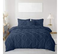 MH Traders Single Size Duvet Cover Sets with Pintuck Design - Single Duvet Set Crafted from 100% Cotton with 200 Thread Count Double Bedding Set Pinch Pleated Quilt Single Size Design - Navy Blue
