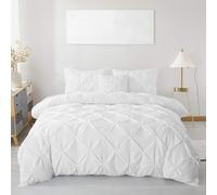 MH Traders Single Size Duvet Cover Sets with Pintuck Design - Single Duvet Set Crafted from 100% Egyptian Cotton with 200 Thread Count Double Bedding Set Pinch Pleated Quilt Single Size Design - White