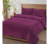 MH Traders Soft Teddy Fleece Duvet Cover Breathable, Comfortable & Durable Bedding Cover Cosy, Easy-Care Terry Duvet Cover for Everyday Use (Puprle, Super King)