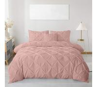 MH Traders Super King Size Duvet Cover Sets with Pintuck Design -Super King Duvet Set Crafted from 100% Cotton with 200 Thread Count Double Bedding Set Pinch Pleated Quilt Super King - Soft Pink