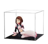 MHA Uraraka Ochako Figure Model Bakugou Katsuki Action Figure Anime Todoroki Shouto Figurine Statue With Acrylic Display Case, Sitting Position PVC Sculpture Decoration Collectible Gift 10CM