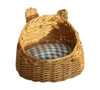 MHADBKH 1/12 Scale Miniature Pet Bed For Dollhouses Collectors Dog Bed Punnet Dollhouses Accessory Small Woven Basket Collectible Furniture