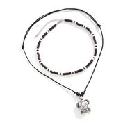 MHADBKH 2Pcs Vintage Spiraled/Tortoise/Butterfly Pendant Necklace Adjustable Length Neckchain with Natural Beads Charm for Women