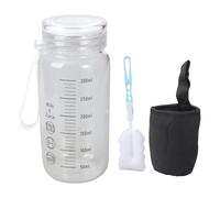 MHADBKH 300ml Clear Borosilicate Glass Milk Water Bottle with Measurement Scale Microwave Safe Cup for Hot or Cold Drink Graduated Borosilicate Glass Bottle