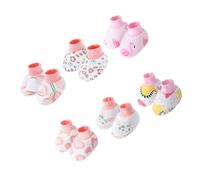 MHADBKH 6 Pair Baby Cotton Socks Breathable Fabric Elastic Top Foot Covers Cartoon Pattern for Play Nursery Footwear Toddler Socks for Walking