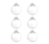 MHADBKH 6Pcs/lot Clear Empty Christmas Ball Ornaments With Removable Gold/Silver Metal Hangers Great For Wedding Party Holiday Round Christmas Ball Cap