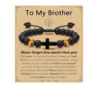 MHADBKH Adjustable Crosses Bead Bracelet for Boys Christening Confirmation Communion Gifts With Gifts Box Godson Son Grandson