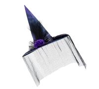 MHADBKH Cool Witch Hat With Veil Flower Glittering For Women Men Teenagers For Halloween Party Veil Retro Wizard Cosplay Gothic Witch Hat