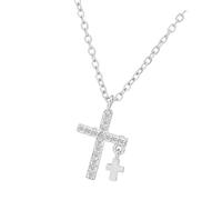 MHADBKH Elegant Cubic Zirconia Crucifix Pendant Necklace Metal Steel Neck Chain Jewelry for Daily Wear Giving