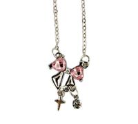 MHADBKH Elegant Pinkness Bowknot Necklace Women Fashion Jewelry Alloy Texture Elegant Women Necklace Suitable for Comfortable We