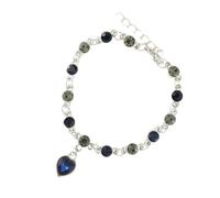 MHADBKH Elegant Women Silver Bracelet with Blue Crystals Heart Charm Decoration Accessory for Bridal Wedding Engagement Gifts