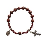 MHADBKH Glass Bead Baptism Religious Gift Catholic for Cross Finger Chain Rosary Sesame Red for Cross for W for Women Girls