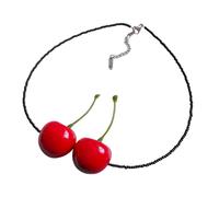 MHADBKH Handmade Cherries Necklace Handmade Beaded Sweet Symbol Glass Texture Suitable For Women Girl Present Necklace