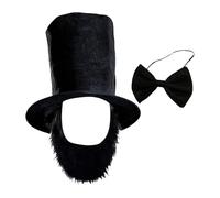 MHADBKH Lincolns Birthday Patriotic Costume Halloween Abrahams Lincolns Accessories Include Top Hat With Beard Necktie Presidents Day
