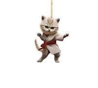 MHADBKH Lovely Cartoon Judo Kitten Pendant Keychain Unique Dressed Cats 2D Flat Acrylic Hanging Charm Bag Decors Keychain Charms