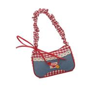 MHADBKH Lovely Lattice Shoulder Bag Sweet Underarm Bags Bows Drawstring Strap Crossbody Bag Small Purses Handbags Toted Bags