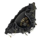 MHADBKH Metal Gear Pirate Hat With Lace Trim Detail Unisex Adult Tricorn For Colonial Costume And Theater Performances Historical Costume