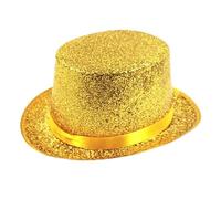 MHADBKH Modern Fedora Top Hat Victorian Age Blingbling Short Brim Flickering Glitter Magician for Holiday Stage Hat Gold