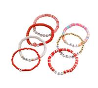 MHADBKH Playful Soft Clay Wristband with Love and Strawberry Heart Multifuntional Elastic Beaded Hand Chain for Various Sizes