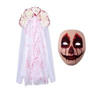 MHADBKH Punk Bride Headwear Flower Headband Veil For Halloween Parties Masquerades Day Of The Death Bridal Costume