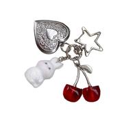 MHADBKH Rabbits Cherries Frame Keychain Artistic Design Lightweight Sturdy Accessory for Bags and Car Keys