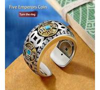 MHADBKH Rotating Five Emperors Coin Rings Adjustable Rotating Design For Anxieties Relief Stress Reliever Jewelry Openable Stress Relief